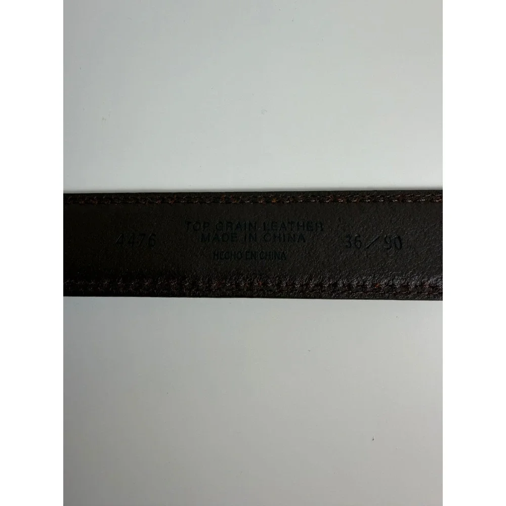 Mens Top Grain Leather Belt 36 / 90 Brown Solid Brass Buckle Casual Dress Preppy